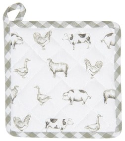 Bavlnená podložka pod hrniec Country Life Animals bielo-zelená - 20 * 20 cm