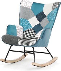 Hojdacie kreslo FABIAN II — látka, modrý patchwork