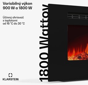 Klarstein Galeras Smart Inteligentný elektrický krb, 2 nastavenia teploty, 16 - 30°| LED ilúzia plameňa, Možnosť pripojenia k IOT