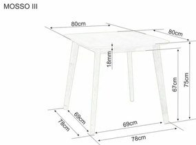 Jedálenský stôl s doskou v dekore dub MOSSO III 80x80
