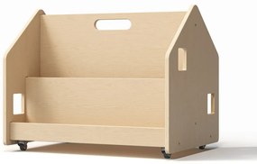 Obojstranná knihovnička na kolieskach – prírodná