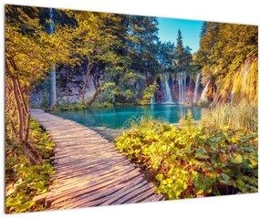 Obraz - Plitvické jazerá, Chorvátsko (90x60 cm)