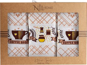 KUCHYNSKÉ UTIERKY CUP OF COFFEE SADA 3 KS 40X60 CM VZOROVANÉ
