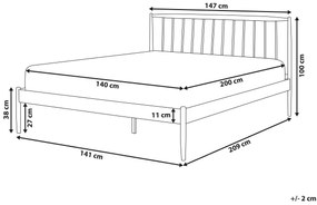 Kovová posteľ 140 x 200 cm bielo hnedá MAURS Beliani