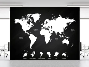 Gario Fototapeta Čiernobiela mapa sveta Materiál: Vliesová, Rozmery: 350 x 245 cm