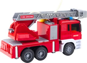 LEAN Toys Hasičské auto s výložníkom striekanie vody svetlá zvuky