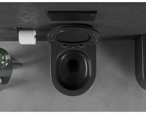 Mexen Sofia, závesná WC misa 490x360x355 mm, Rimless Tornádo + WC sedadlo z duroplastu, čierna matná, 30540185T
