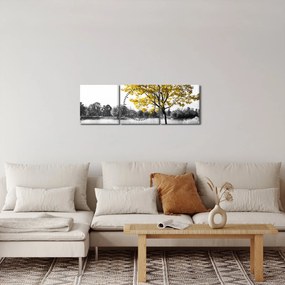 Obraz - Odpočinok v parku (s hodinami) (90x30 cm)