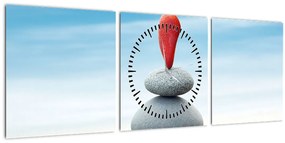 Obraz - Rovnováha s kameňmi (s hodinami) (90x30 cm)