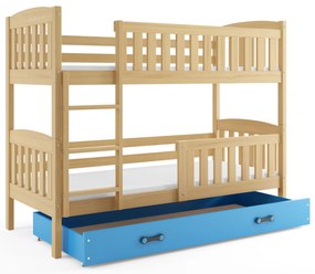 Interbeds Poschodová posteľ Kubus prírodná so šuplíkom 200cm x 90cm - modrá