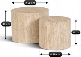 Vintino Set konferenčných stolíkov ABBIE travertín