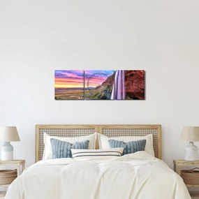 Obraz - Vodopád Seljalandsfoss (s hodinami) (90x30 cm)