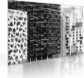 Sklenený obraz čiernobiele architektúry (70x50 cm)