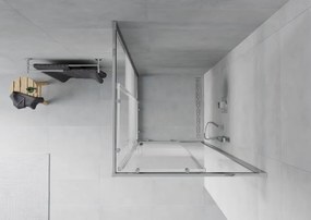 Mexen Rio, štvorcový sprchovací kút s posuvnými dverami 80(dvere) x 80(dvere) x 190 cm, 6mm číre sklo s pásikmi, chrómový profil, 860-080-080-01-20