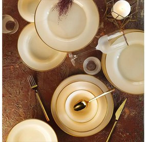 18-dielna jedálenská súprava, béžová/zlatá, porcelán