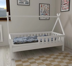 Detská domčeková posteľ z masívu borovice TEA - 200x90 cm - biela