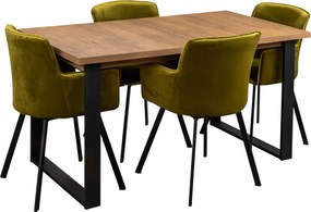 Set Loft Industriálny Stôl So 4 Stoličkami 190/150x80 Čierny/dub Lefkas