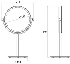 Emco Cosmetic mirrors Pure - Stojace okrúhle holiace a kozmetické zrkadlo, Ø 177 mm, 3 násobné zväčšovanie, chróm 109400116