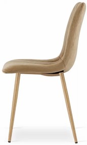 Jedálenská stolička LAVA zamatová hnedá / drevené nohy