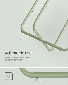 Príručný stolík, okrúhly koncový stolík s textilným košíkom, zelená farba