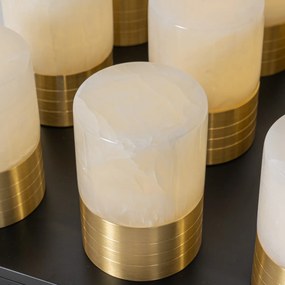 Sada 12 zlatých RGBW nabíjateľných stolových lamp vrátane nabíjacej stanice - Alessia