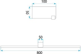 Toolight Toolight, LED nástenné svietidlo, 80cm, 16W, 4000K, 1500lm, SWE051-1W, čierna matná, OSW-20151
