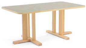 Stôl KUPOL, obdĺžnik, 1400x800x600 mm, linoleum - šedá, breza