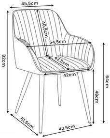 Sada dvoch jedálenských stoličiek FLORENCE zamatové, ružové / zlaté nohy (2 ks)