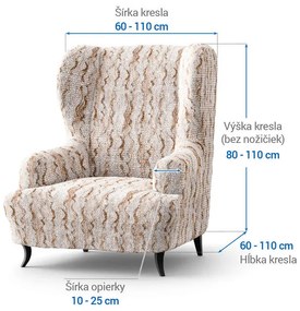 Bielastické poťahy OCEANO NOVÉ béžové kreslo ušiak (š. 60 - 110 cm)