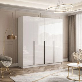 ŠATNÍKOVÁ SKRIŇA BLANCA BIELÝ LESK 4D ČIERNE ÚCHYTKY