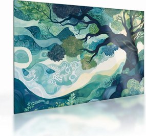Sklenený obraz – Zelená koruna stromu života (70x50 cm)