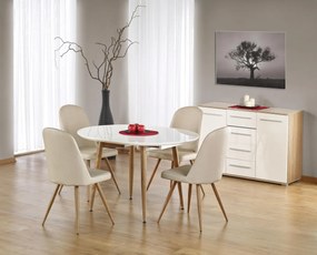 Oválny rozkladací jedálenský stôl Edward 120/200 cm biely/medový dub