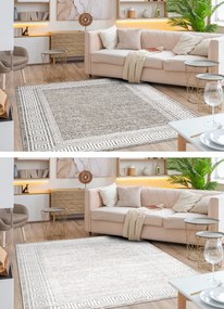 Koberec MATEO 8033/944 grécky, ramka - štrukturálny sivý / béžový