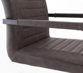 furniture-nabytek.cz - Sada 2 masívnych stoličiek s podrúčkami Picton, hnedá umelá koža / kov