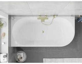 Mexen Silo, rohová voľne stojaca ryhovaná vaňa, ľavá, 170 x 80 cm, biela lesklá, zlatý matný prepad, 52891708000L-55