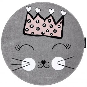 styldomova Detský sivý koberec PETIT mačka kruh