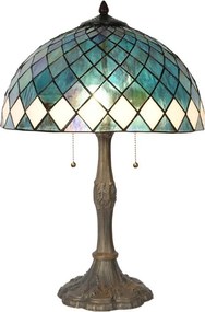 Modrá stolná lampa Tiffany Blue Ocean - Ø 40*61cm E27/max 2x60W