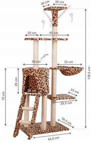 Ihrisko pre mačky, domček, strom, posteľ, škrabadlo, XL 138cm