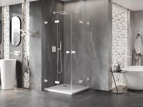 Mexen Lunar-F Duo, skladací sprchový kút 80 x 80 cm, 8mm číre sklo, biely profil, 836-080L-080P-20-00