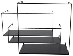 Set 3ks čierna antik nástenná polička - 55*20*25 / 50*16*15 / 40*18*40 cm