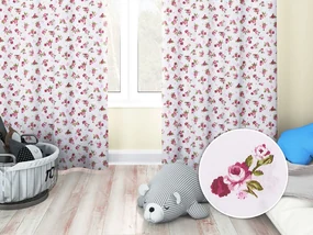 Biante Detský bavlnený záves Sandra SA-344 Ružovo-červené ružičky na bielom 130x220 cm