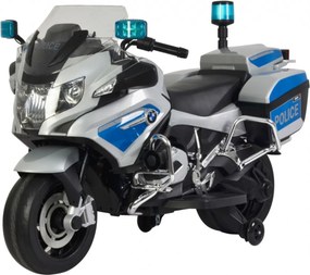 Ramiz Detský elektrický policajný motocykel BMW R1200RT + pomocné kolieska + zvuky + LED + EVA + pomalý štart