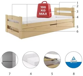 Mládežnícka posteľ ERNIE, prírodná 90x200 cm