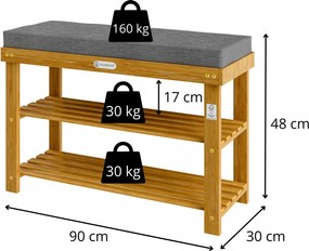 Botník se sedákem Jason 90 cm z masivu akácie