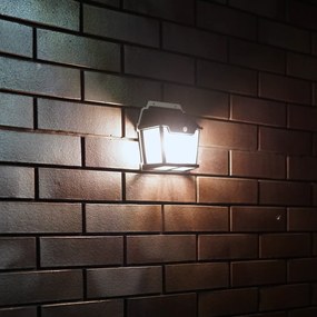 Exteriérové solárne nástenné svietidlo Filo2, 1x transparentné/čierne plastové tienidlo, pohybový senzor