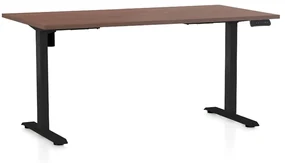 Výškovo nastaviteľný stôl OfficeTech B, 160 x 80 cm, čierna podnož, orech