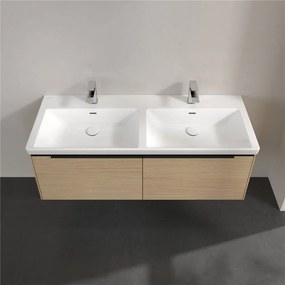 VILLEROY &amp; BOCH Subway 3.0 závesná skrinka pod dvojumývadlo, 2 zásuvky, s LED osvetlením, 1272 x 478 x 429 mm, Nordic Oak, C567L1VJ