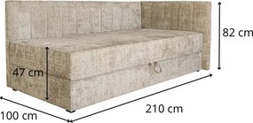Jednolůžková postel s úložným prostorem Ricky 90x200 béžová