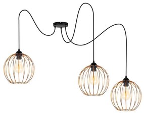 Luster na lanku MATT 3xE27/60W/230V pavúk čierna/medená