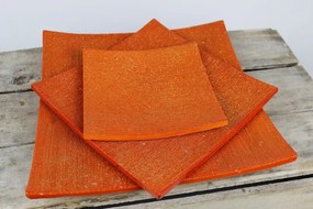 Oranžové podnosy keramické štvorcové 3-set